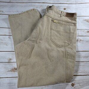 Mens L.L. Bean West Branch Beige Cotton Pants 42x30 Relaxed Fit Made In USA